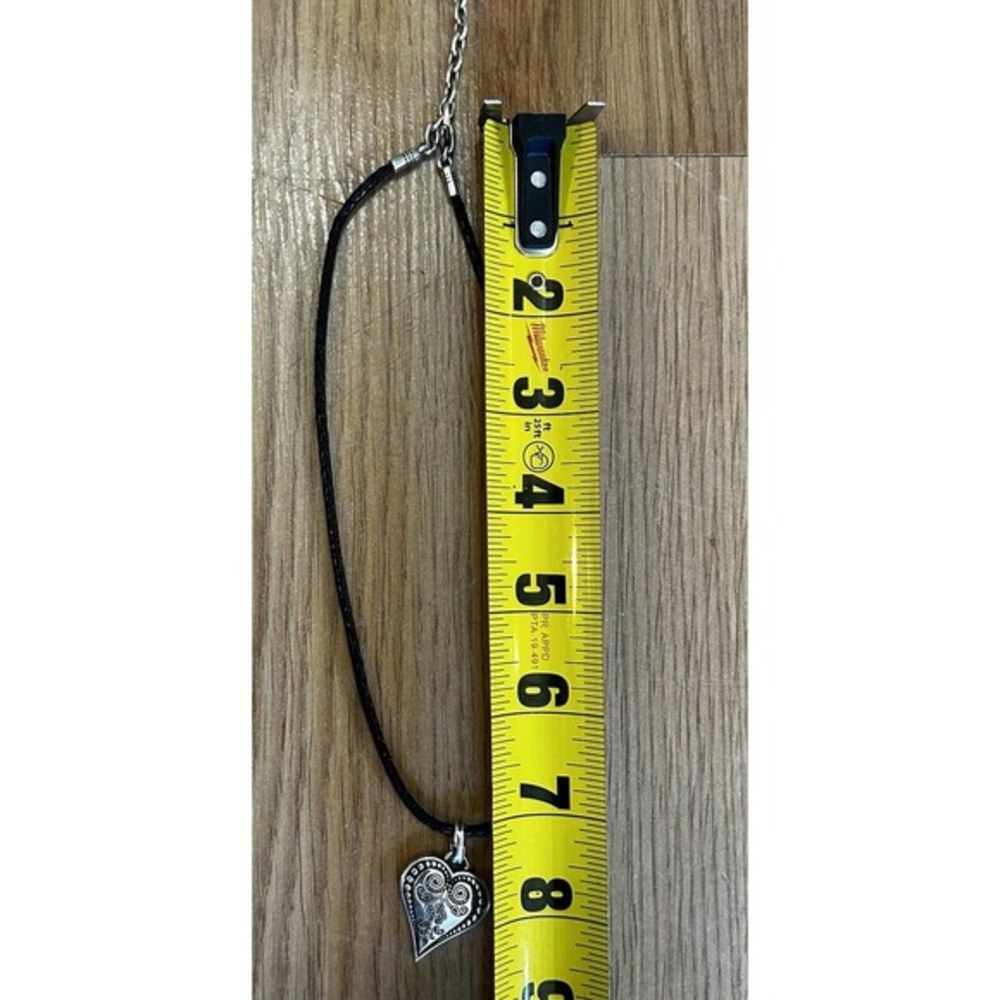 Brighton Silver Toned And Black Leather Chain‎ Necklace And Tin Case Y2K Gift - Picture 4 of 10